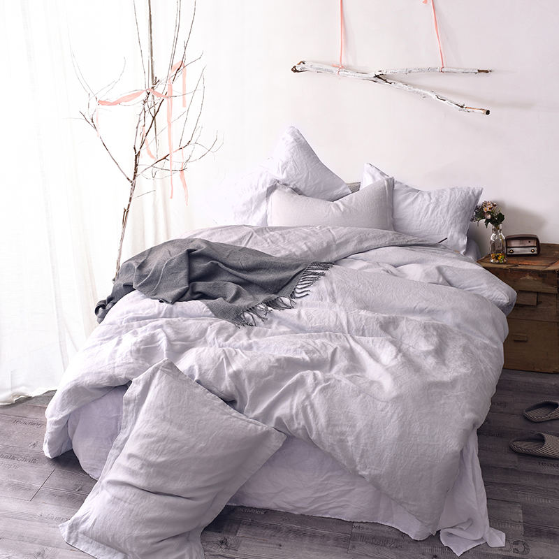 Natural Color Simple Two Stone pure Washed linen Sheet Set