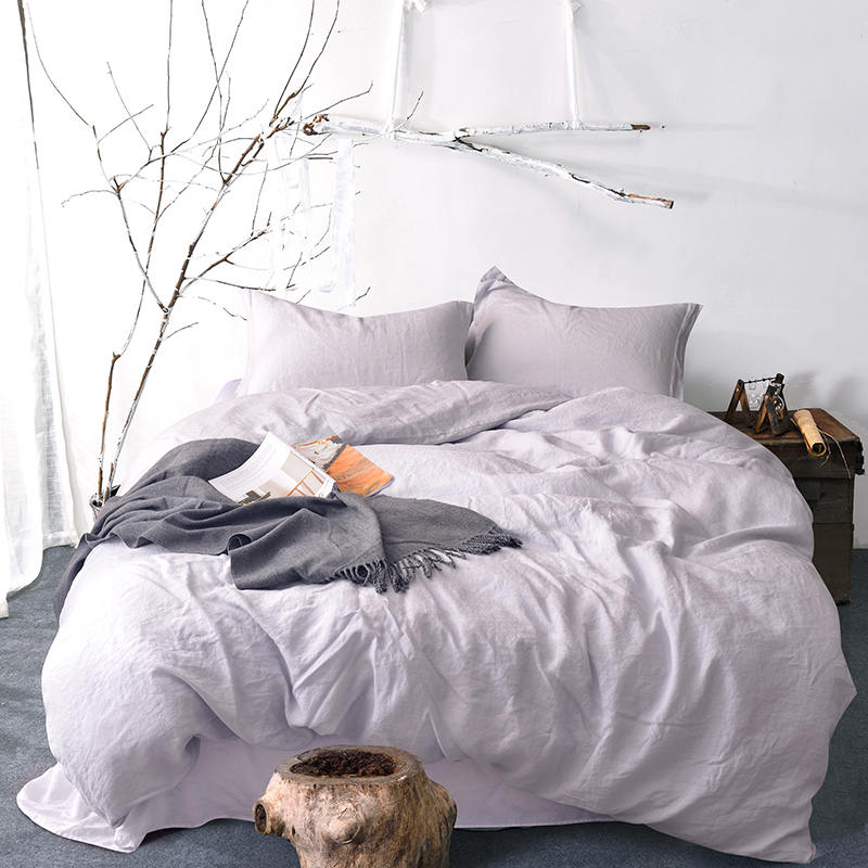 Natural Color Simple Two Stone pure Washed linen Sheet Set