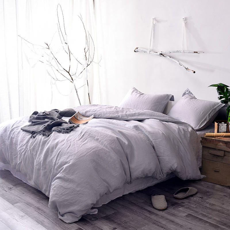 Natural Color Simple Two Stone pure Washed linen Sheet Set